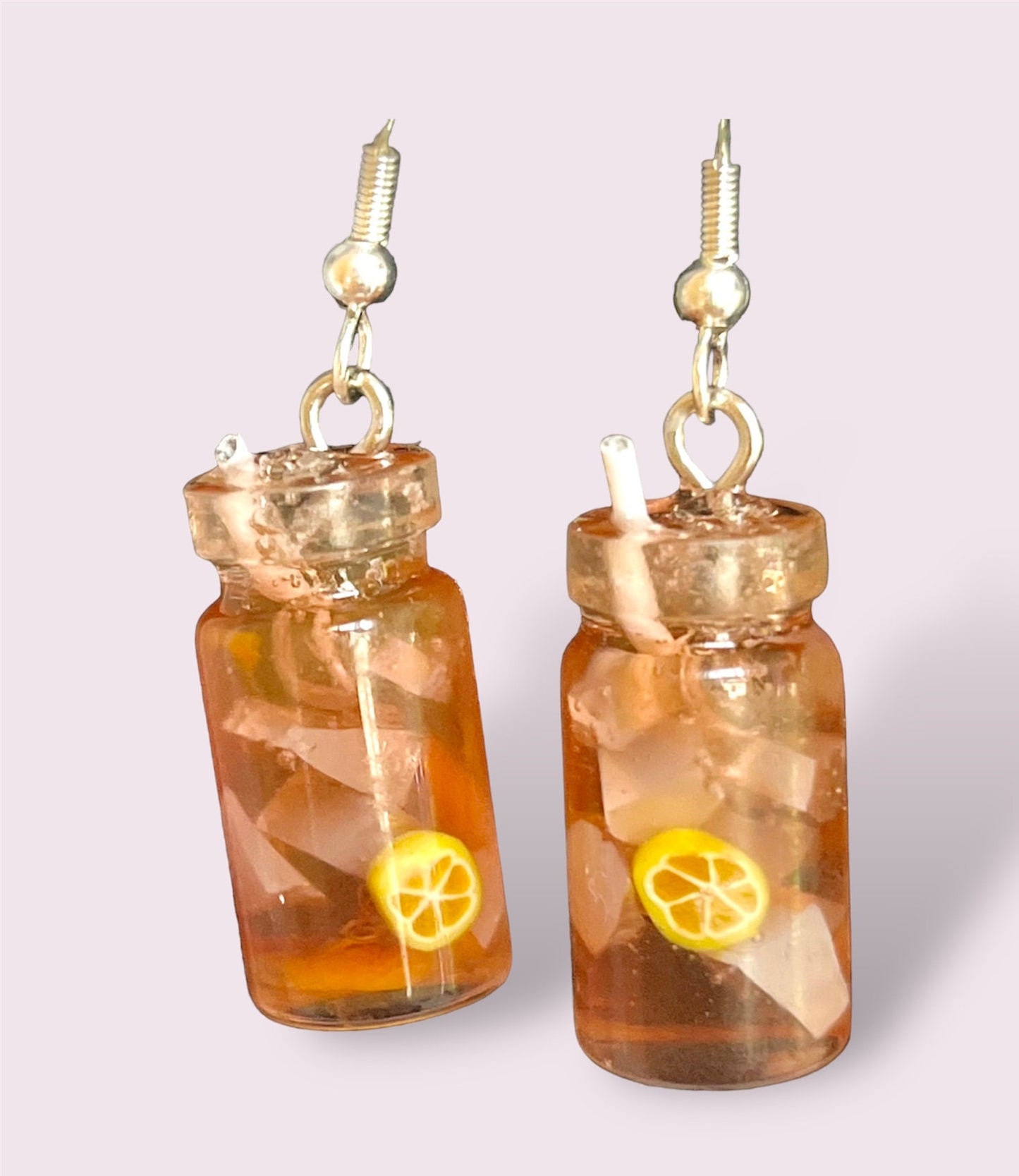 Iced Tea Miniature Earrings Resin