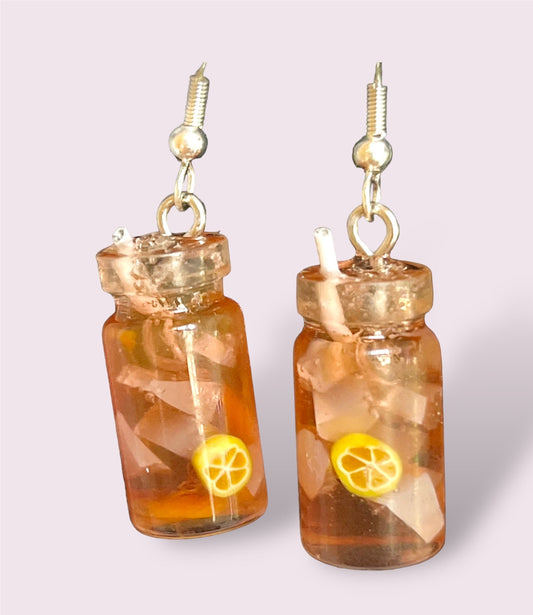 Iced Tea Miniature Earrings Resin