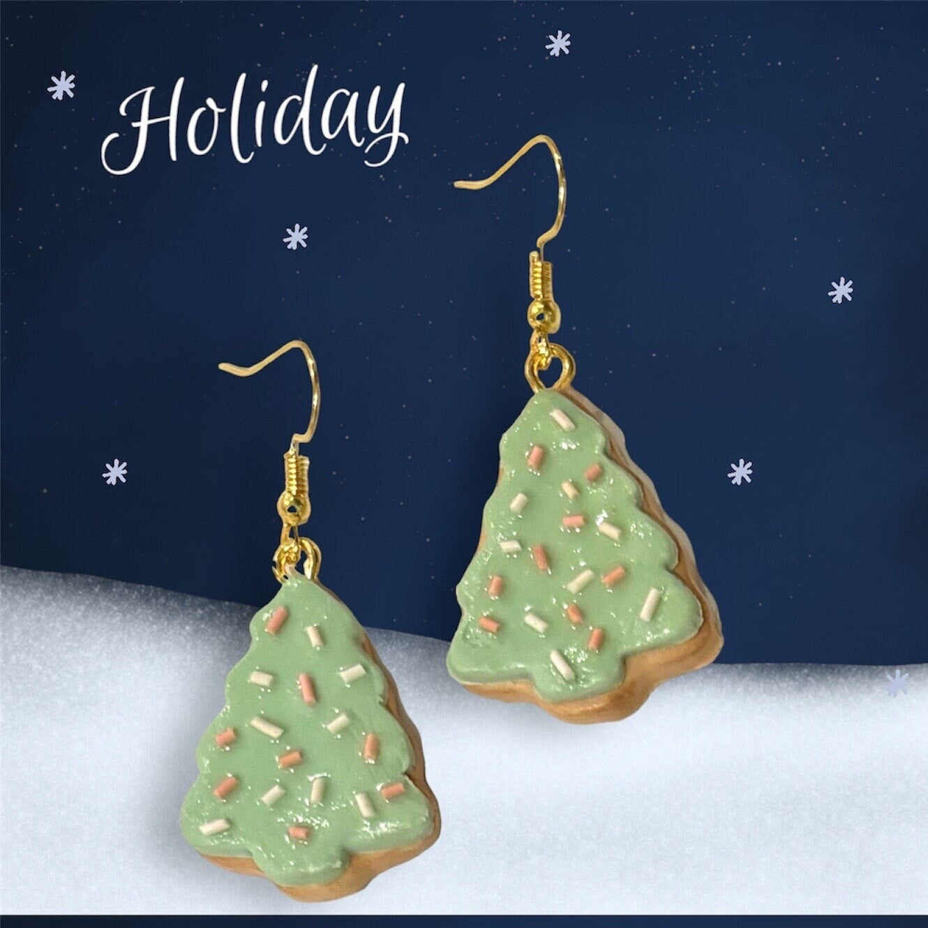 Christmas Tree Cookie Earrings