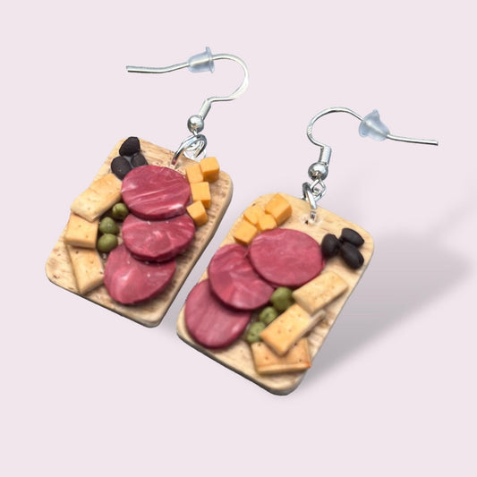 Charcuterie Board Earrings with Salami