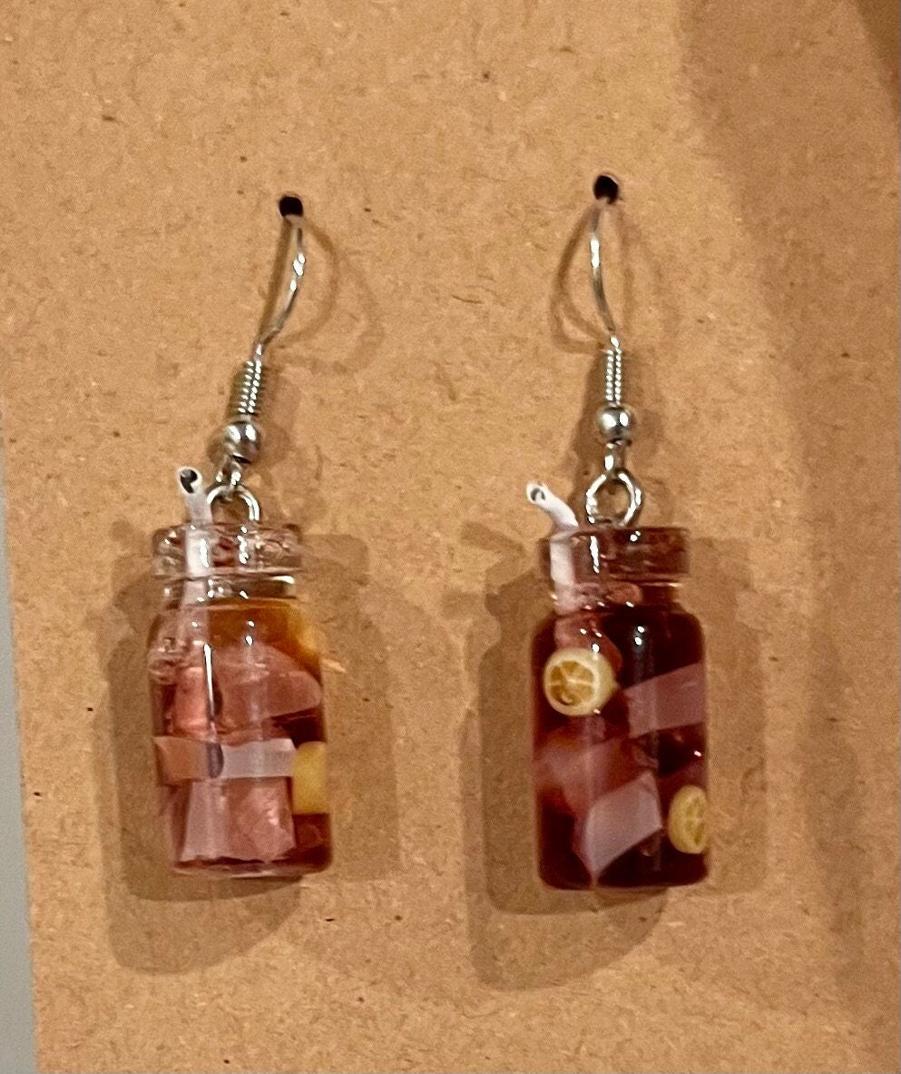 Iced Tea Miniature Earrings Resin