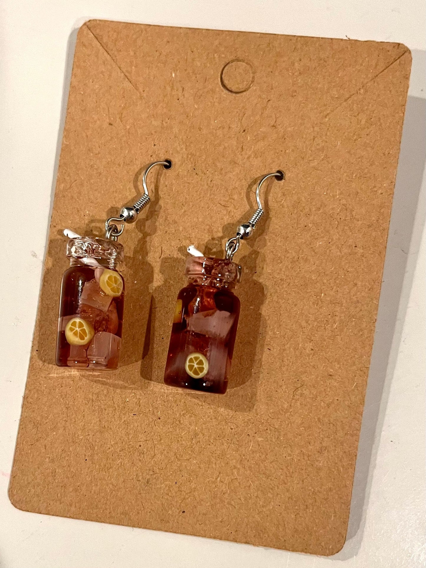 Iced Tea Miniature Earrings Resin