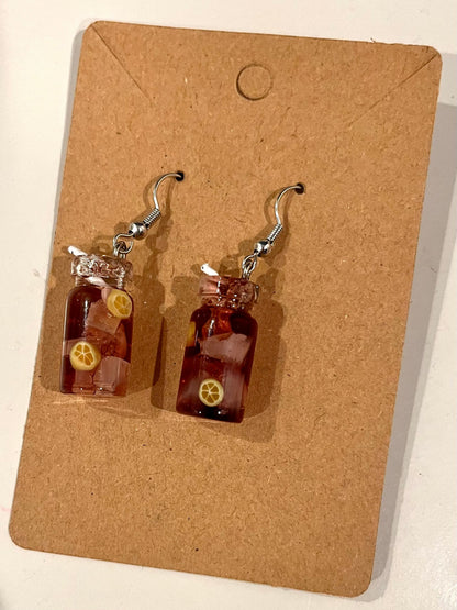 Iced Tea Miniature Earrings Resin