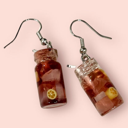 Iced Tea Miniature Earrings Resin