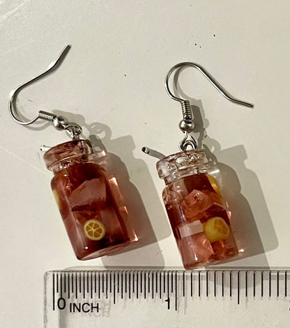 Iced Tea Miniature Earrings Resin